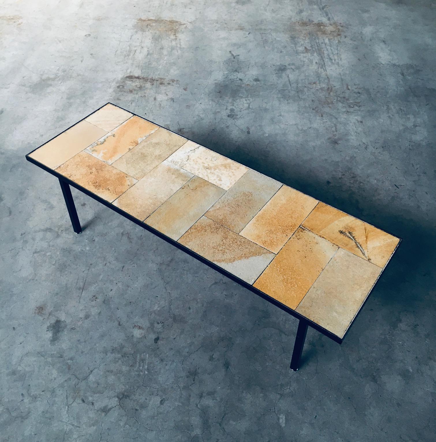 Midcentury Minimalist Design Ceramic Tile Coffee Table, France 1960's For Sale 4