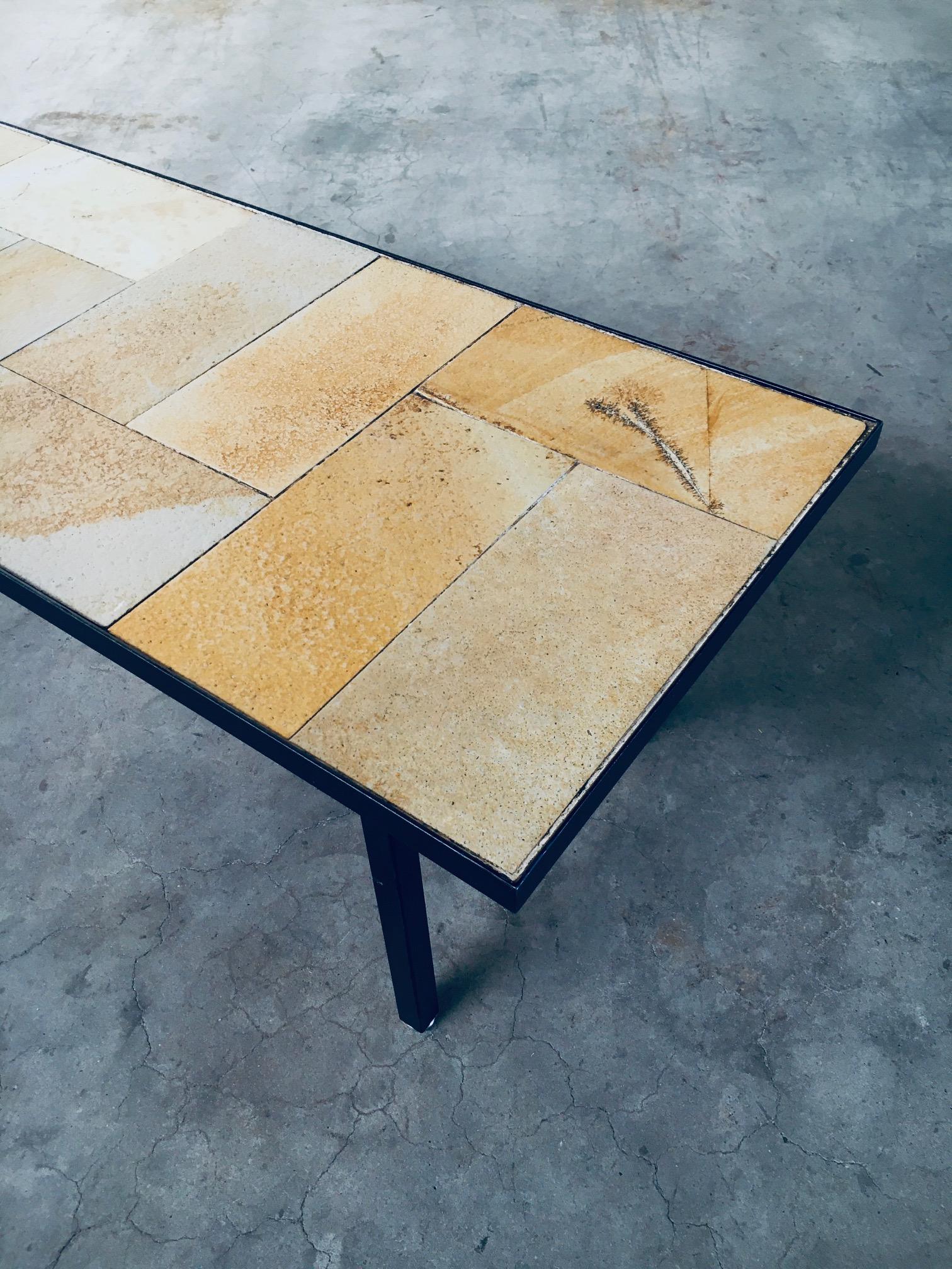 Midcentury Minimalist Design Ceramic Tile Coffee Table, France 1960's For Sale 5