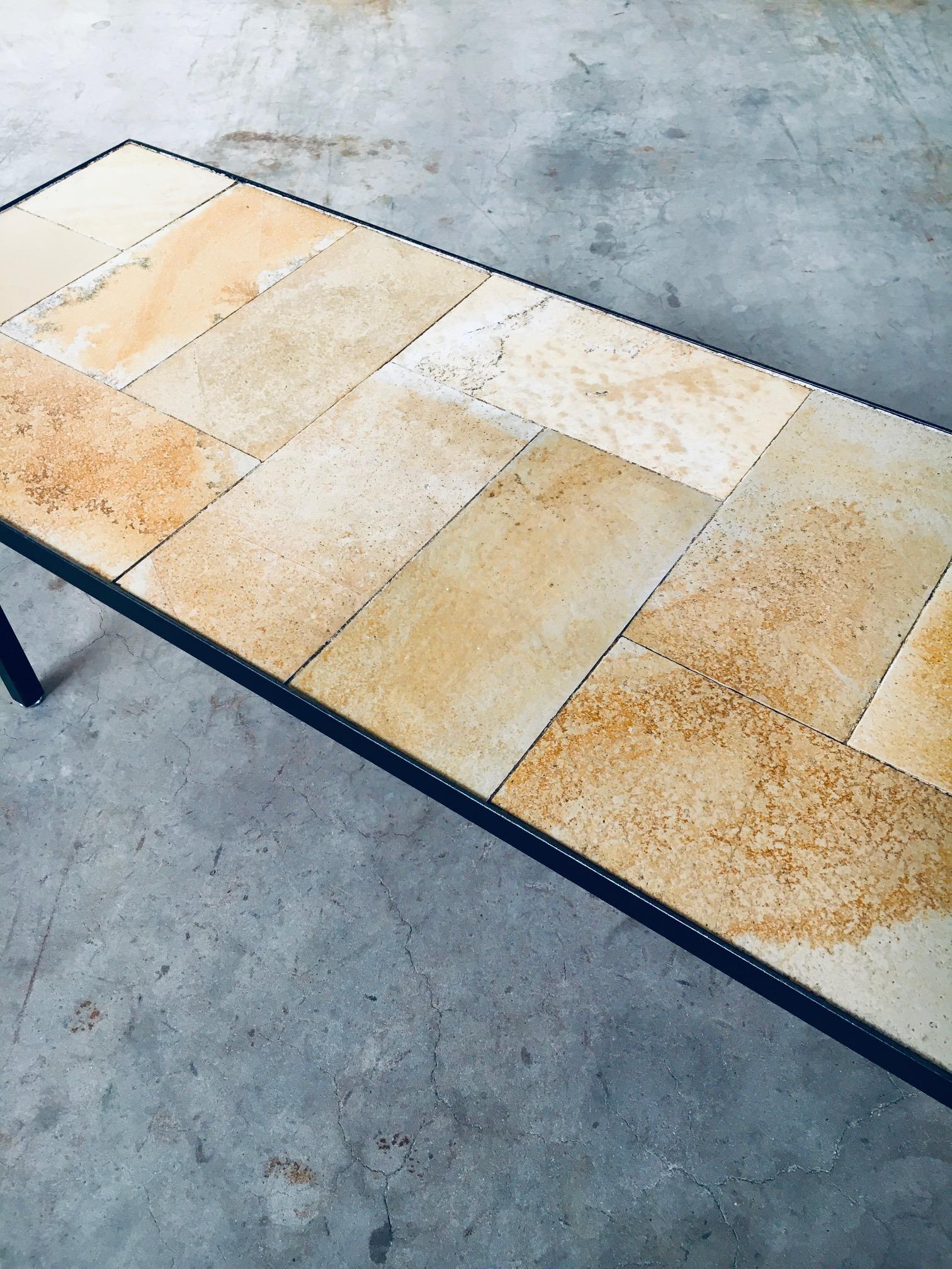 Midcentury Minimalist Design Ceramic Tile Coffee Table, France 1960's For Sale 6