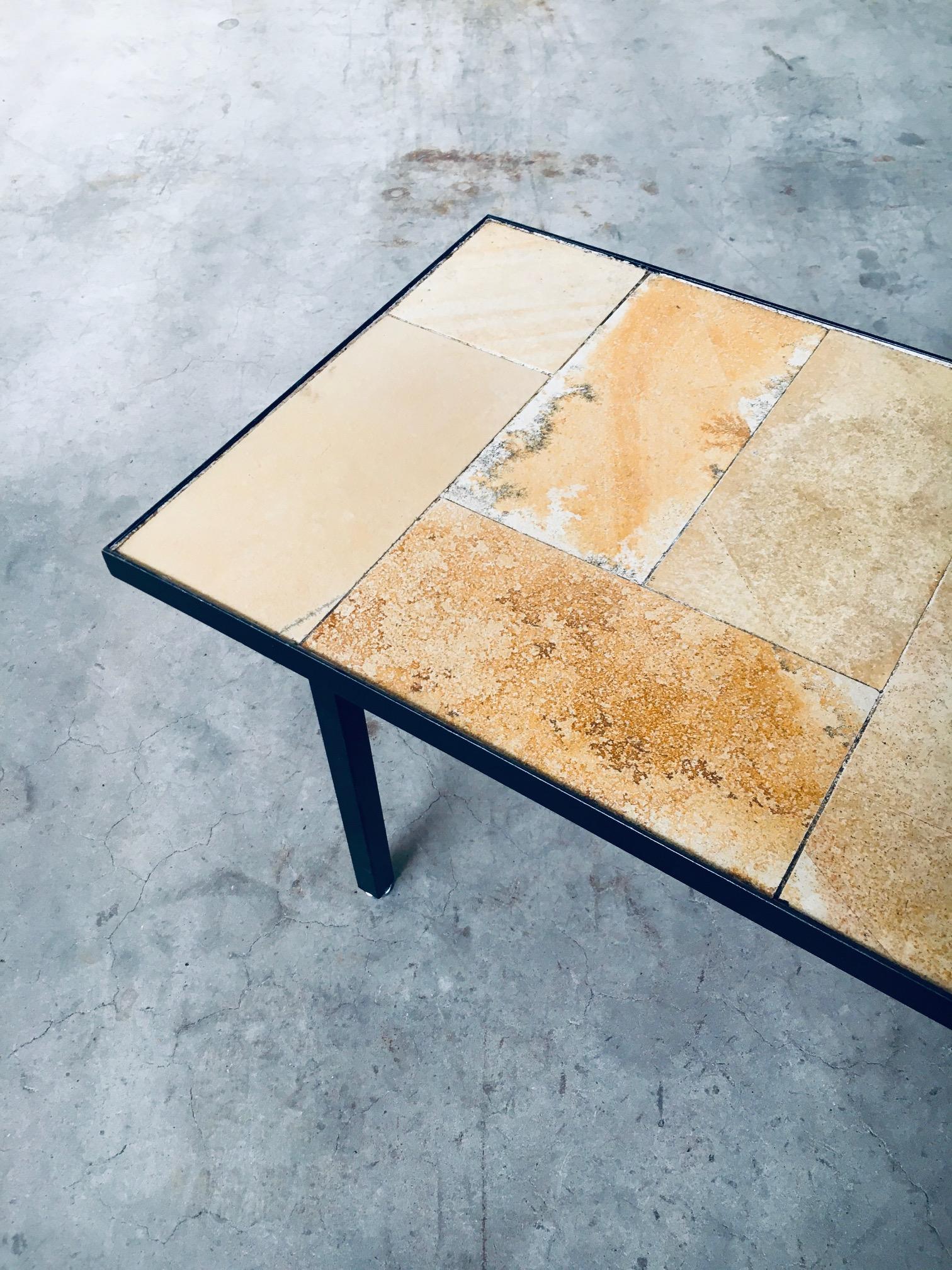 Midcentury Minimalist Design Ceramic Tile Coffee Table, France 1960's For Sale 7