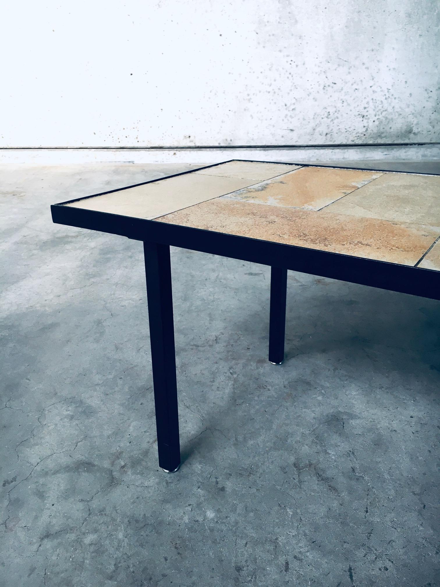 Midcentury Minimalist Design Ceramic Tile Coffee Table, France 1960's For Sale 8
