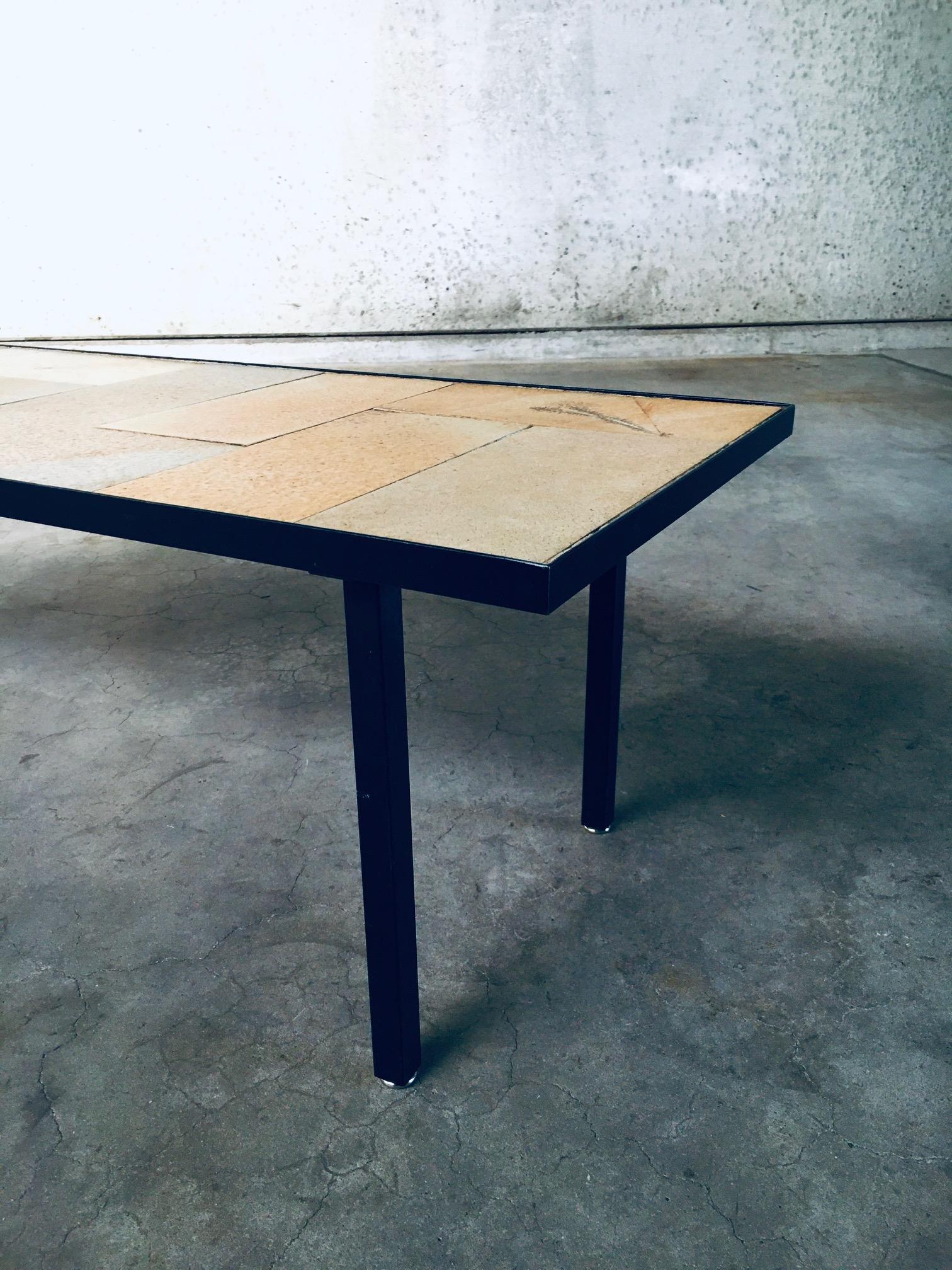 Midcentury Minimalist Design Ceramic Tile Coffee Table, France 1960's For Sale 9