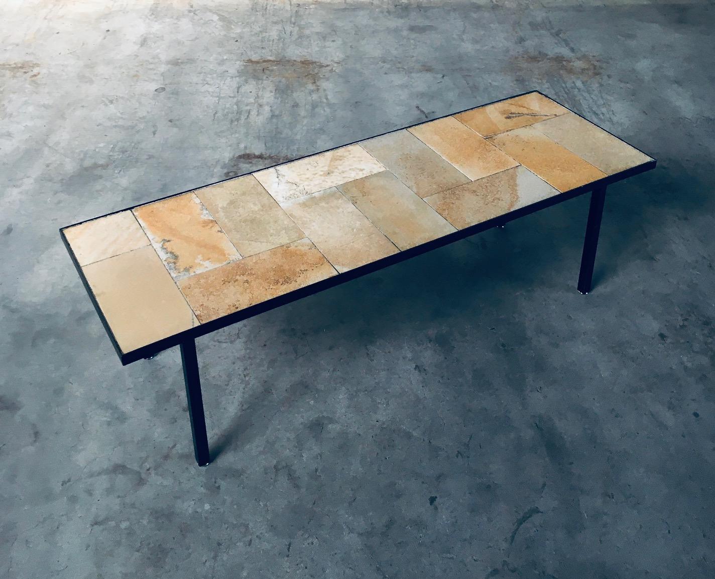 French Midcentury Minimalist Design Ceramic Tile Coffee Table, France 1960's For Sale