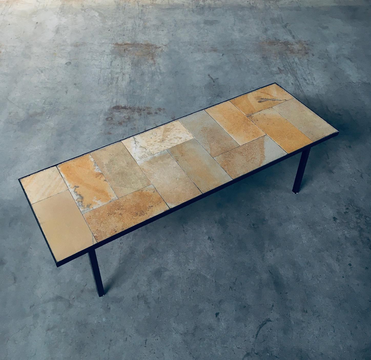 Midcentury Minimalist Design Ceramic Tile Coffee Table, France 1960's In Good Condition For Sale In Oud-Turnhout, VAN