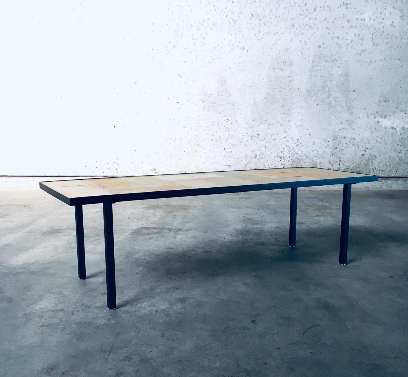 Mid-20th Century Midcentury Minimalist Design Ceramic Tile Coffee Table, France 1960's For Sale