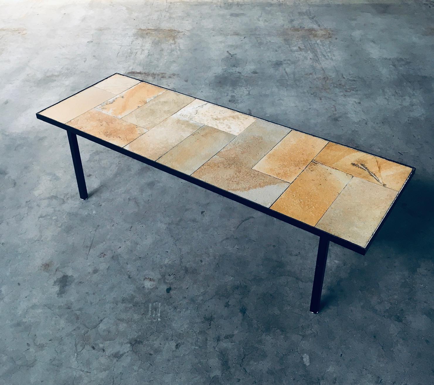 Midcentury Minimalist Design Ceramic Tile Coffee Table, France 1960's For Sale 2