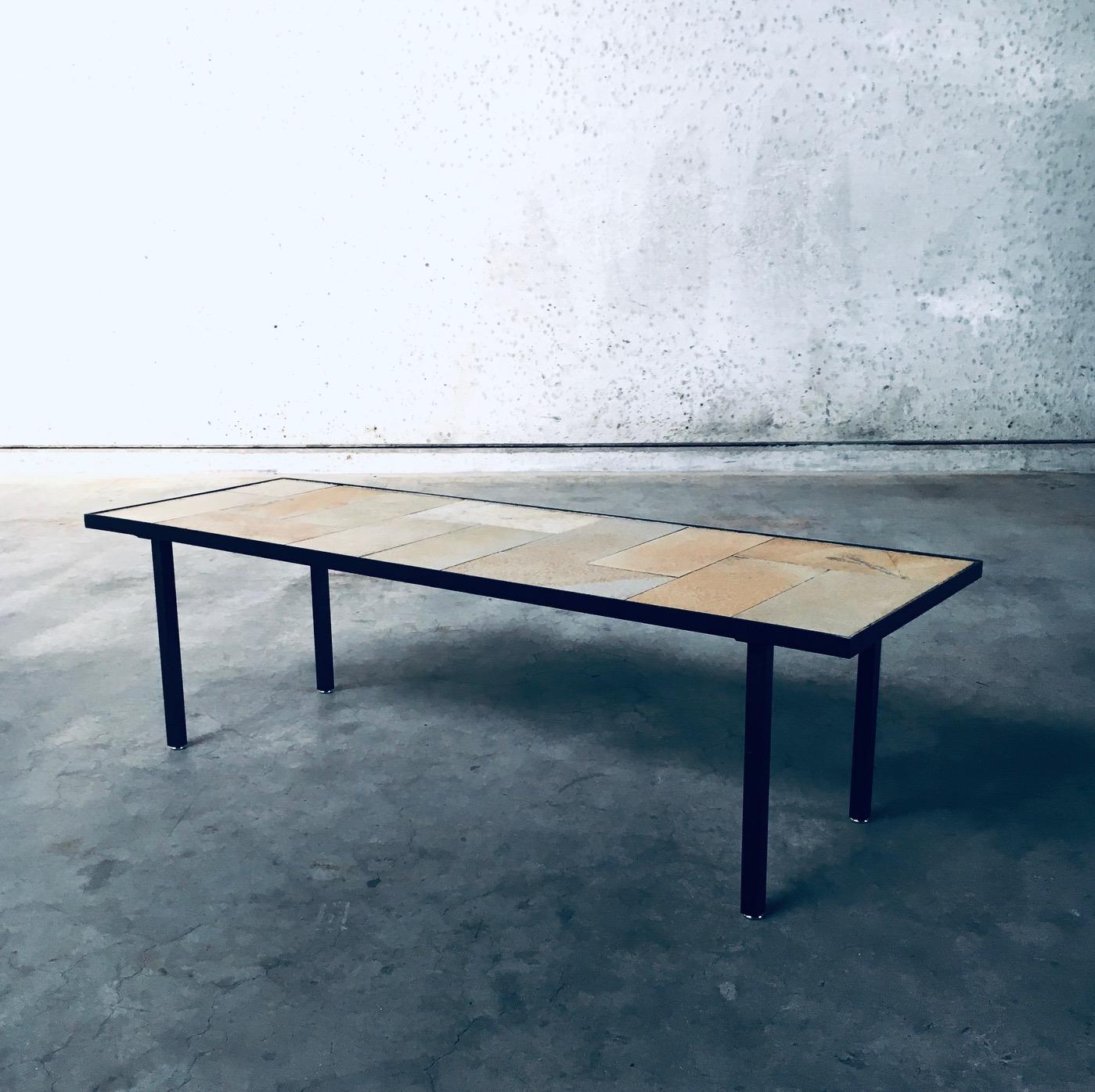Midcentury Minimalist Design Ceramic Tile Coffee Table, France 1960's For Sale 3