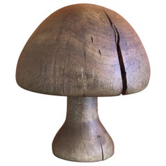 Midcentury Minimalist Hand Carved Mushroom Sculpture in Walnut