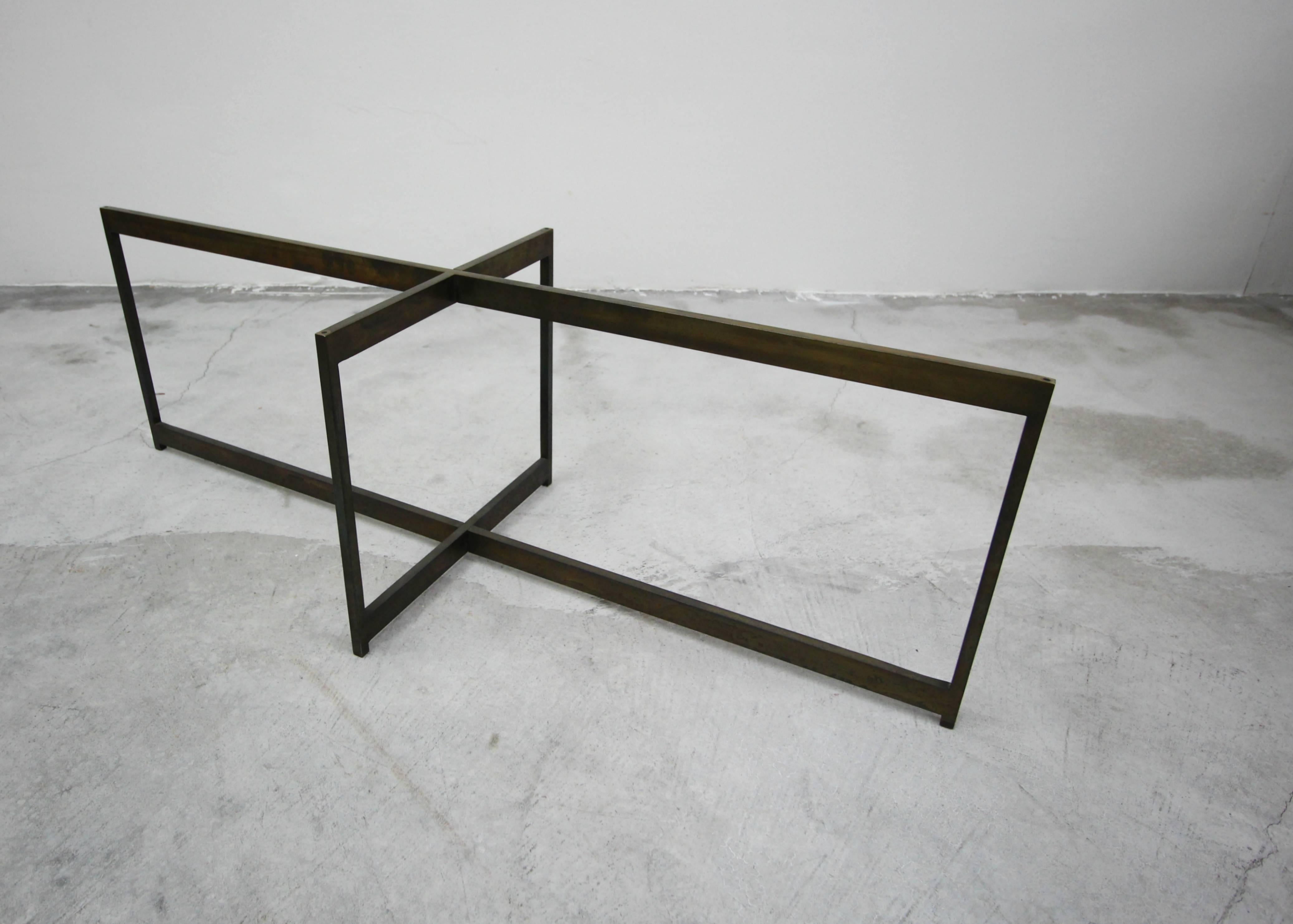 Midcentury Minimalist Italian Bronze Base Coffee Table 2