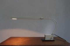 Midcentury Minimalist Italian White Articulated Table Lamp, 1970s