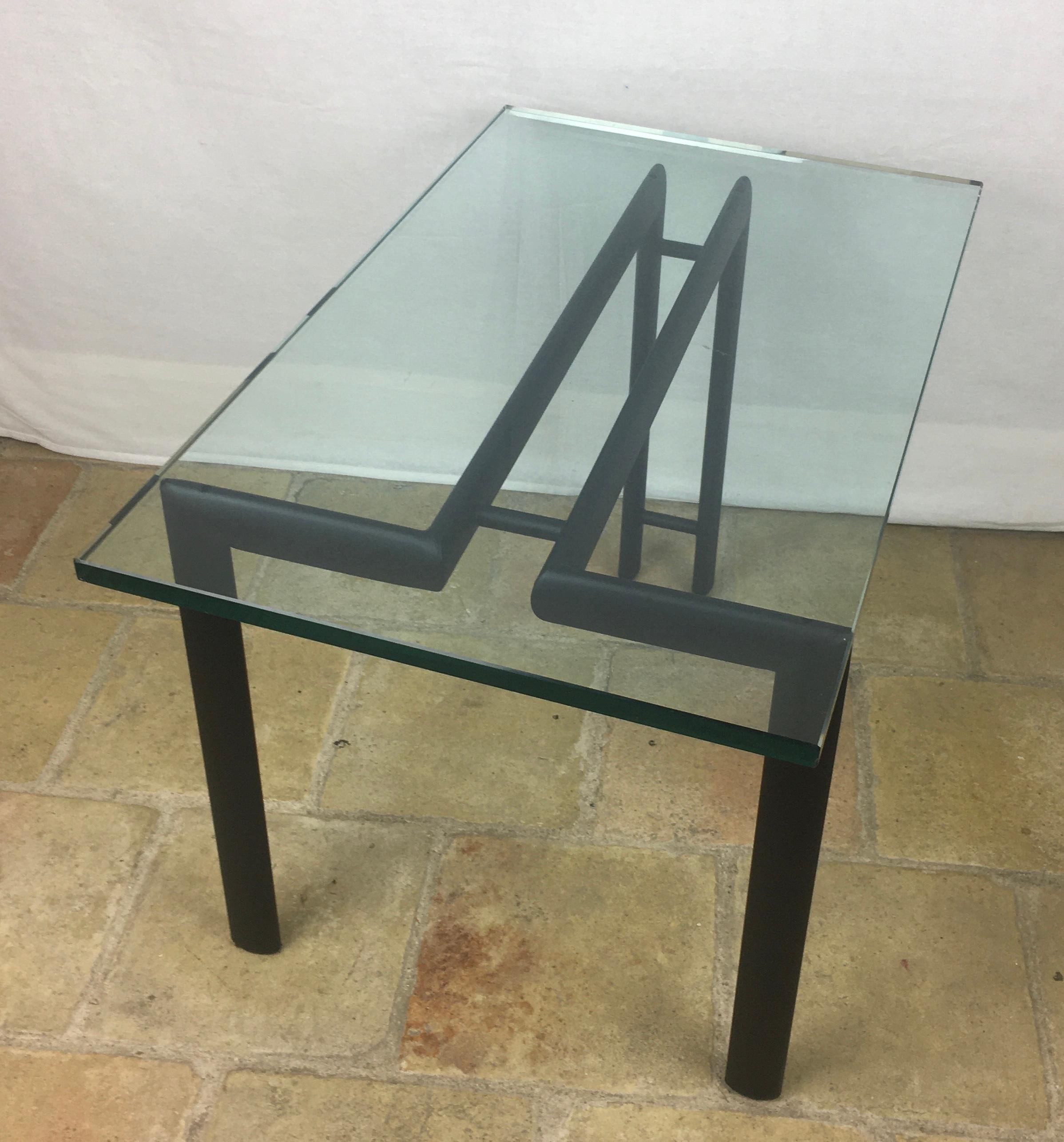 Mid-Century Modern Midcentury Minimalist Metal and Glass End or Side Table