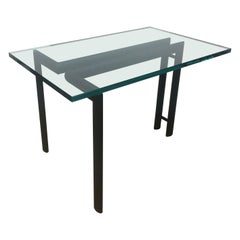 Midcentury Minimalist Metal and Glass End or Side Table