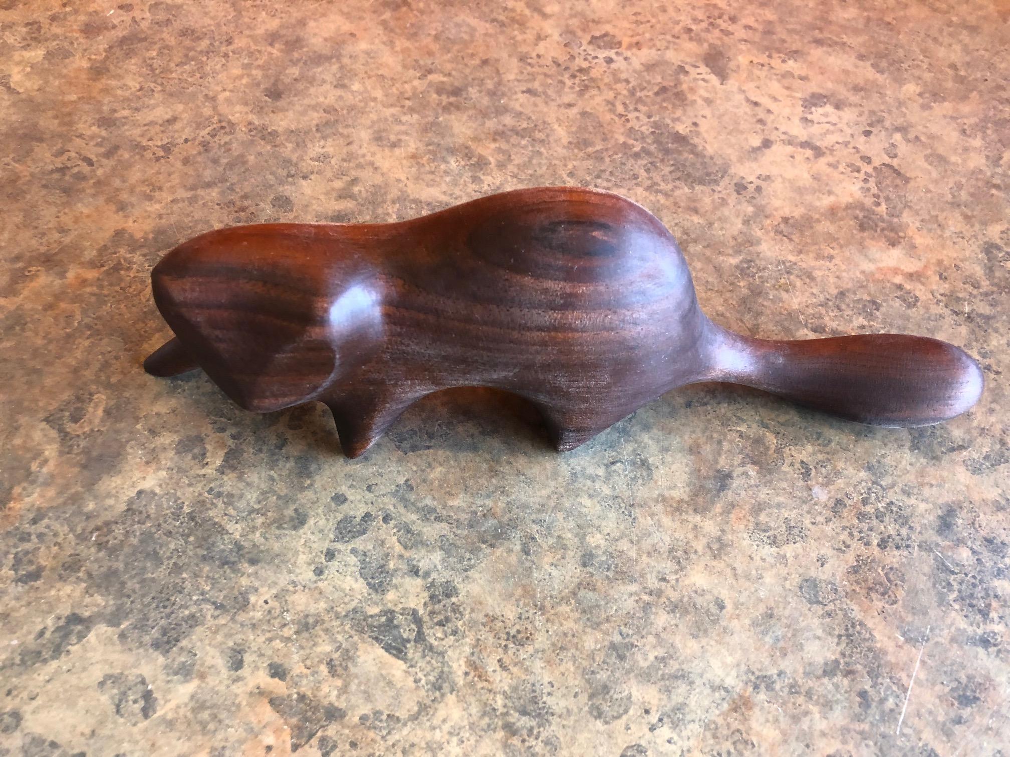 Mid-Century Modern Midcentury Minimalist Racoon Carving / Sculpture in Walnut by Alan Middleton
