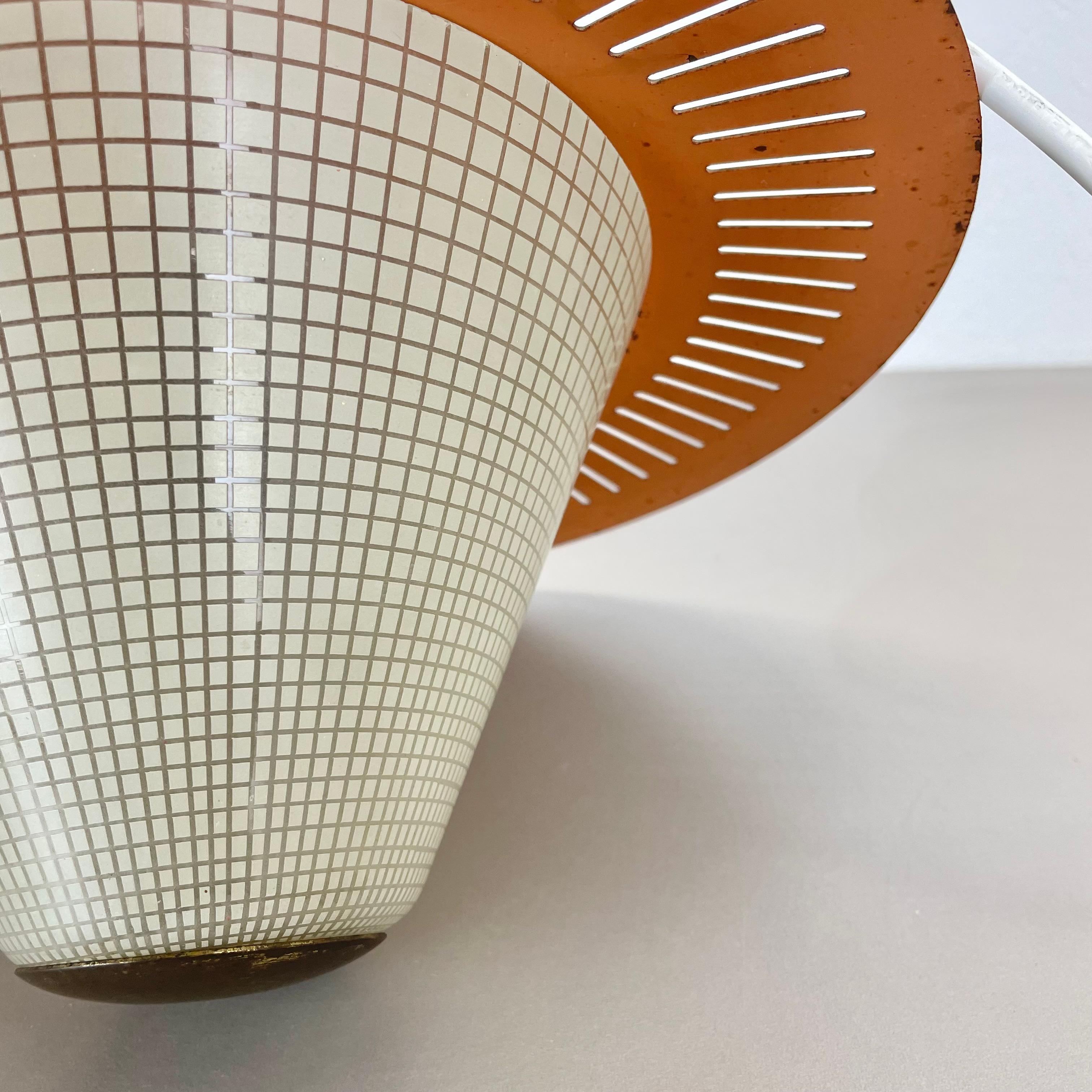 Midcentury minimalist Stilnovo Style Brass and Metal Hanging Light, Italy 1950 For Sale 4