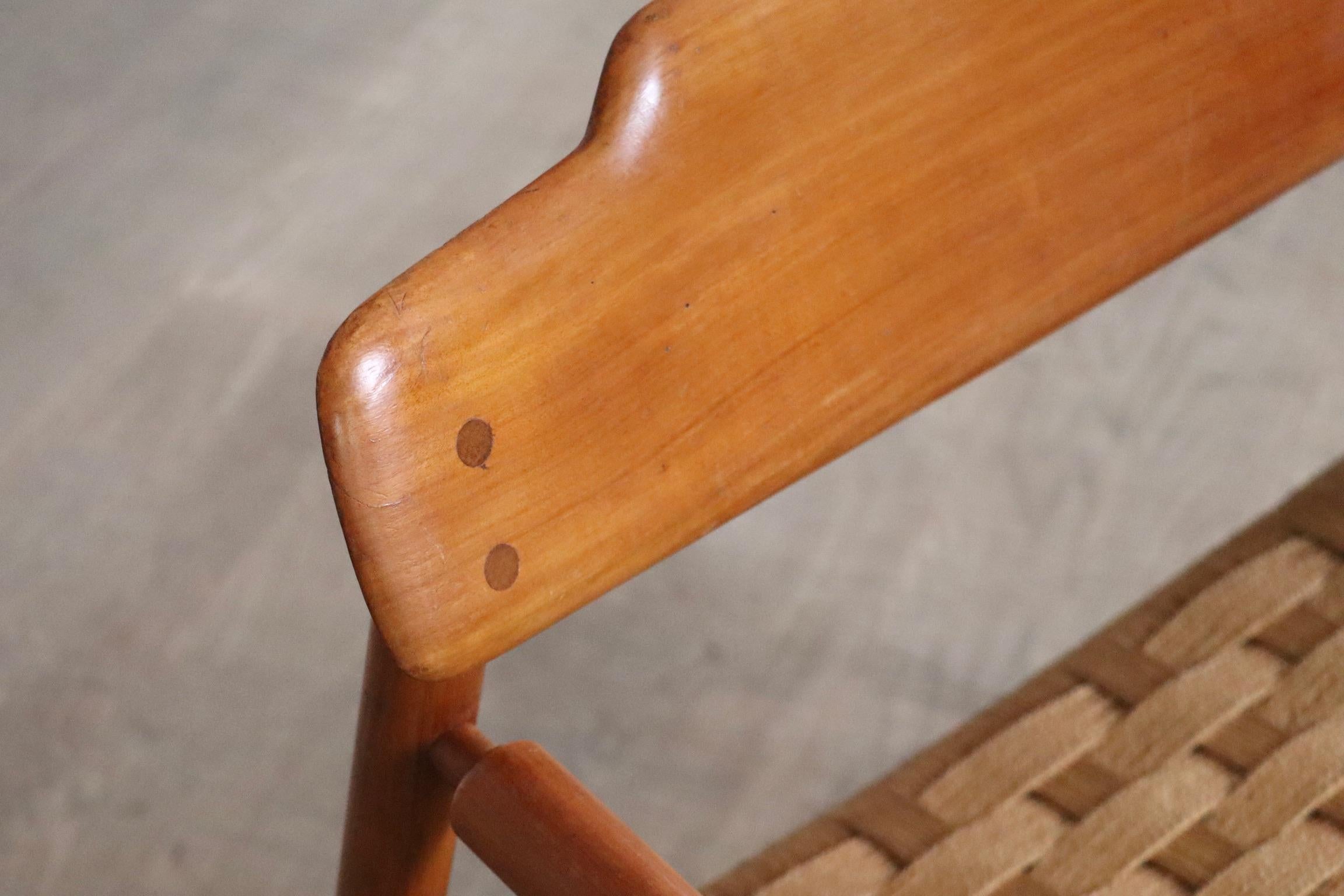 Midcentury Minimalistic Easy Chair In Oak And Papercord, Finland 1950s In Good Condition For Sale In ABCOUDE, UT