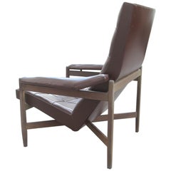 Mid-Century Minotti-Sessel Braunes italienisches Design 1950 Kunstleder