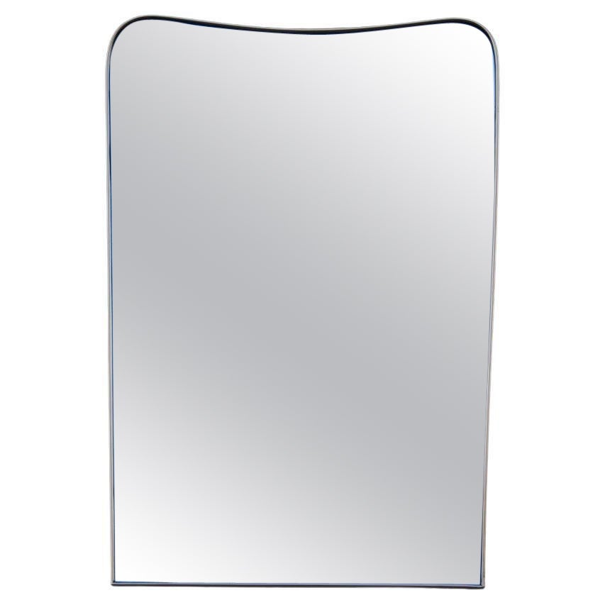 Midcentury Mirror Gilt Brass Shaped Frame Italian 1950s