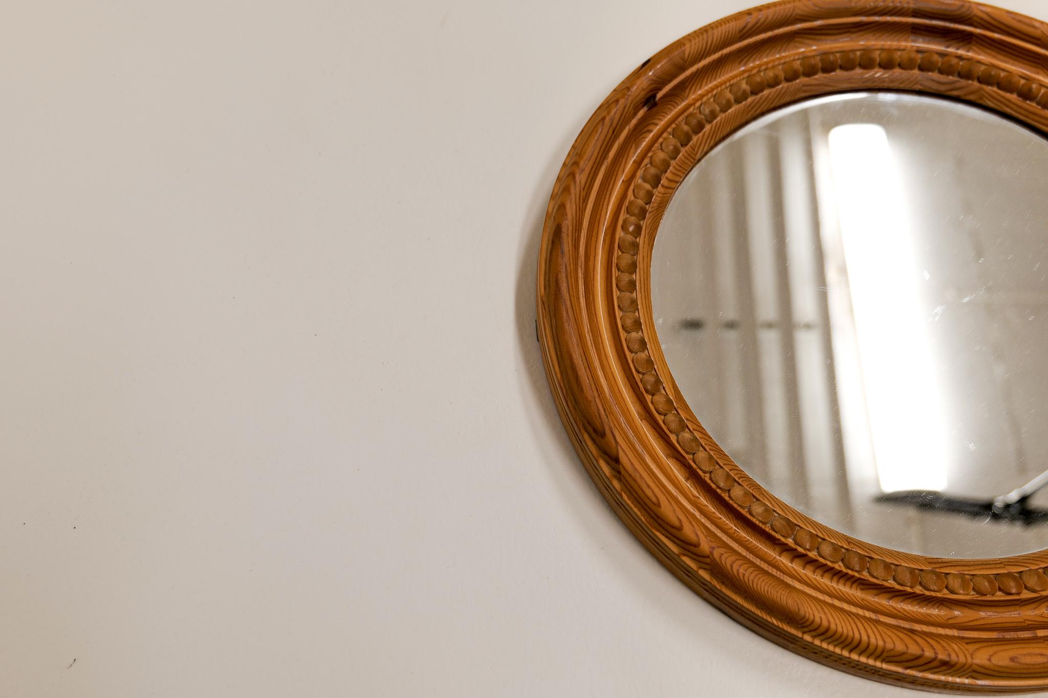 Midcentury Mirror Pine Sweden, 1970s In Fair Condition For Sale In Hillringsberg, SE
