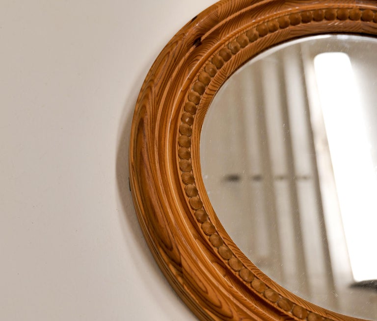 Late 20th Century Midcentury Mirror Pine Sweden, 1970s For Sale