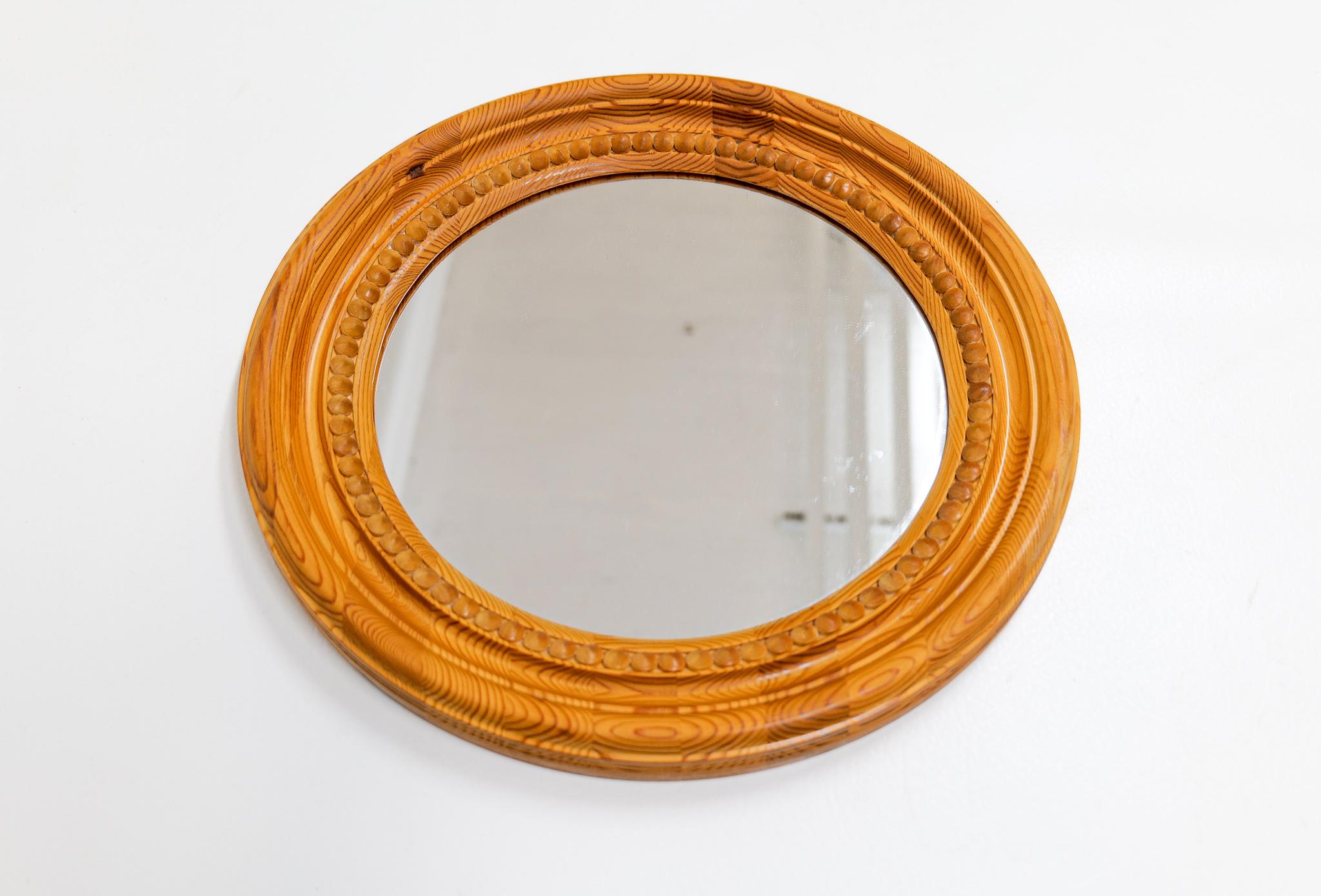 Midcentury Mirror Pine Sweden, 1970s For Sale 1