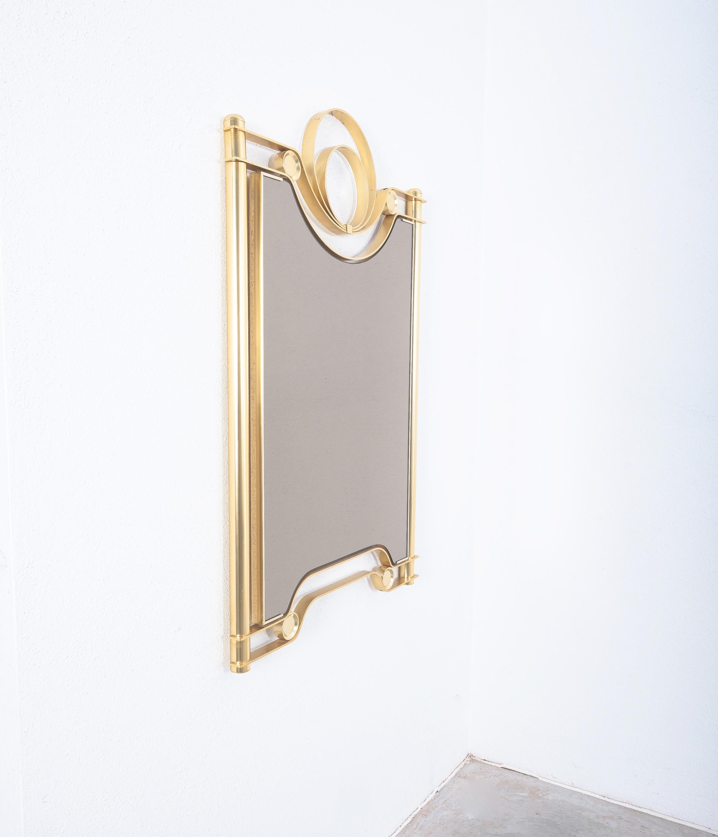 Bronzed Midcentury Mirror with Golden Twisted Frame, Italy, circa 1965 For Sale