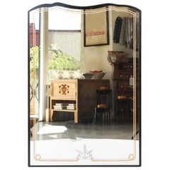 Midcentury Mirror with Silver and Gold Detail Around the Edge and Wheat Motif