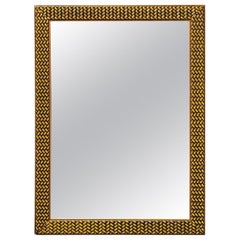 Midcentury Mirror with Woven Texture Gilded Finish Frame