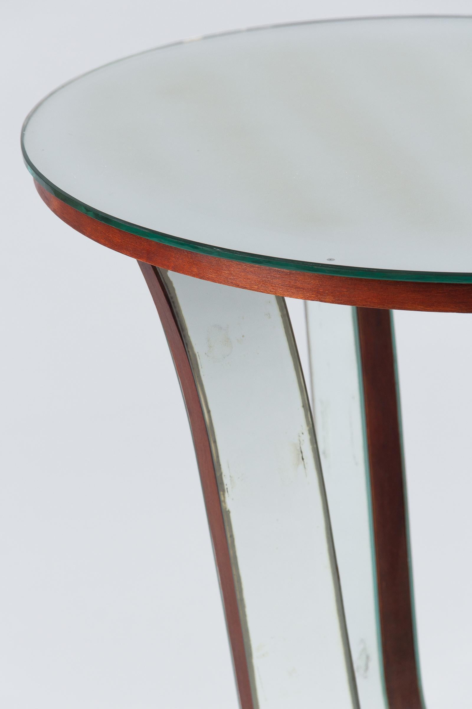 Midcentury Mirrored Venetian Glass Side Table, France, 1950s 4