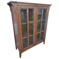 Midcentury Mission Arts Crafts Stickley Style 2 Door Bookcase