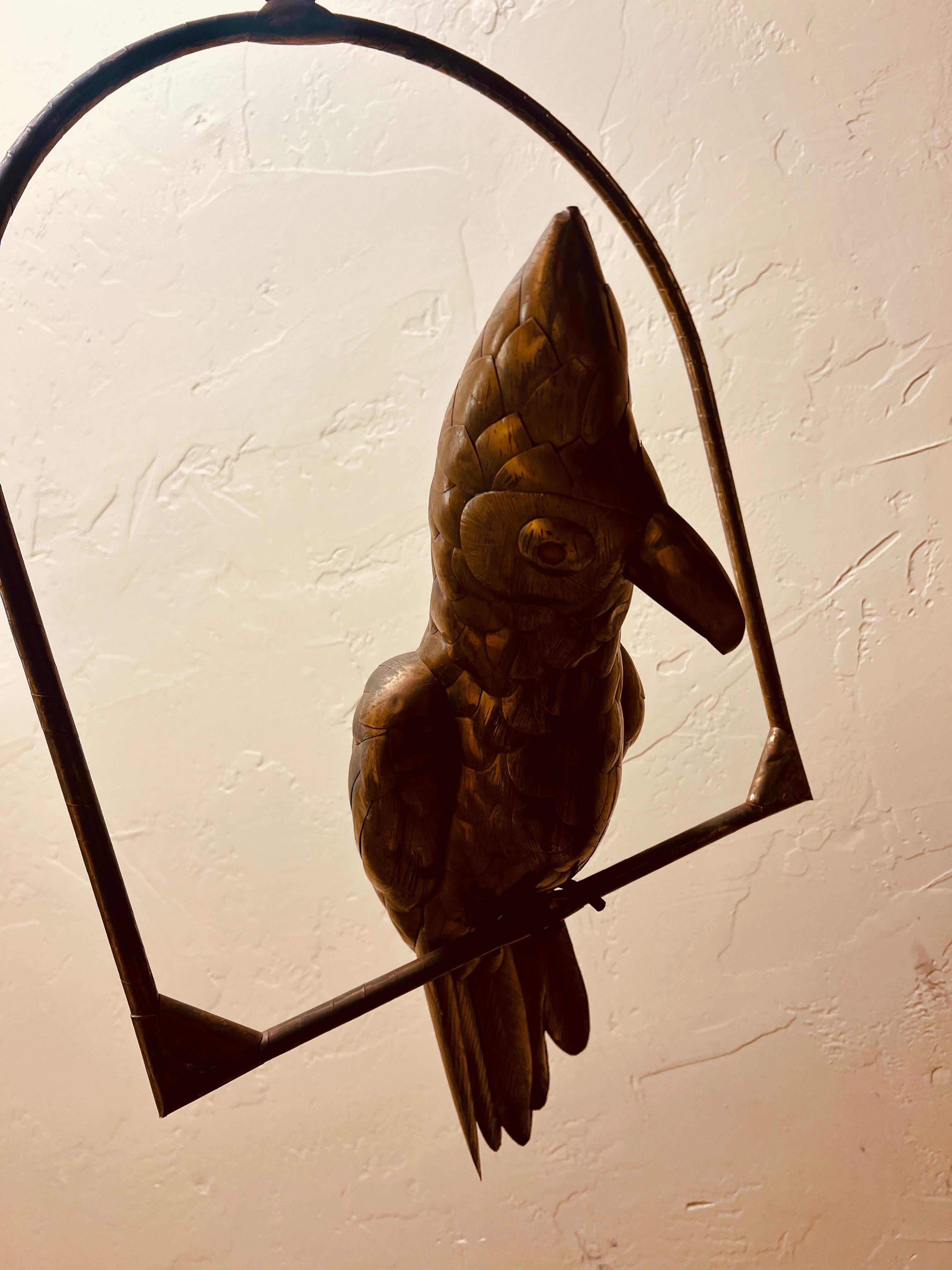 Midcentury Mixed Metals Parrot Bird Sculpture by Sergio Bustamante 1
