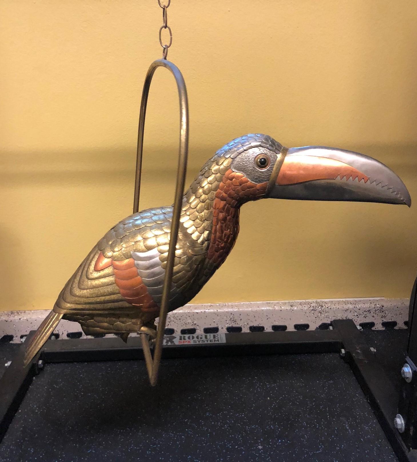 Midcentury Mixed Metals Toucan Bird Sculpture Signed by Sergio Bustamante In Good Condition In San Diego, CA