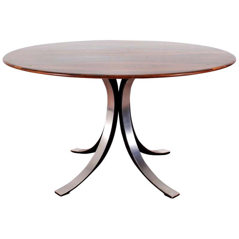 Midcentury Mod T69, Borsani for Tecno Wood and Metal Circular Table ...