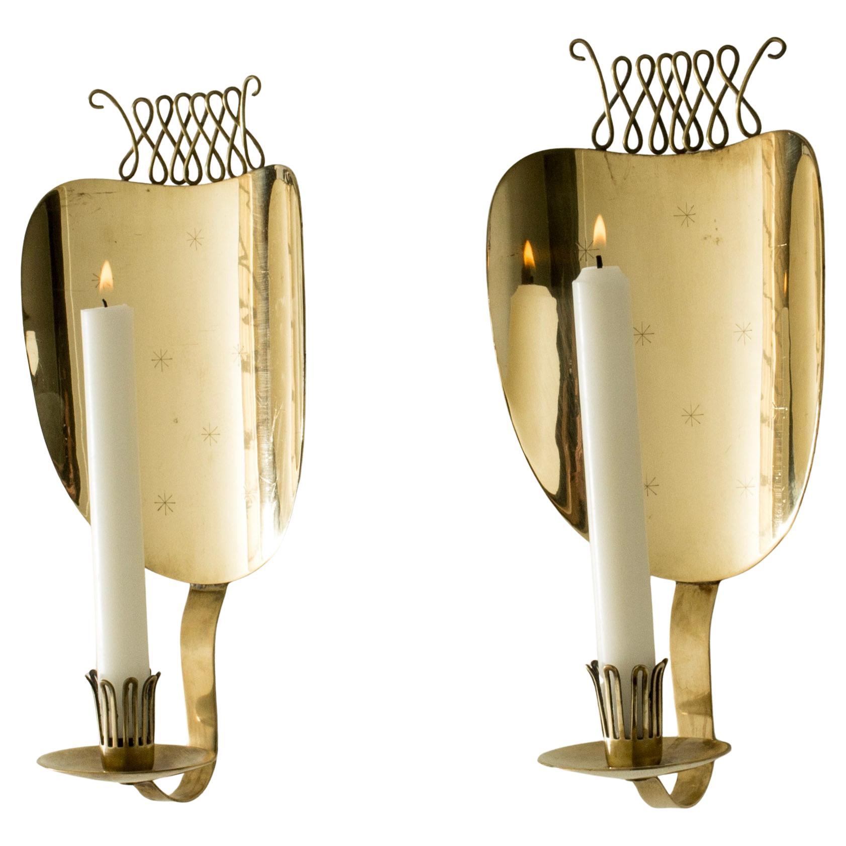 Appliques à bougie à la mode du milieu du siècle, Veikko Huotari, Finlande, années 1950 en vente