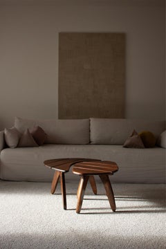 mesa nido de madera oscura francesa moderna de mediados de siglo de 1960