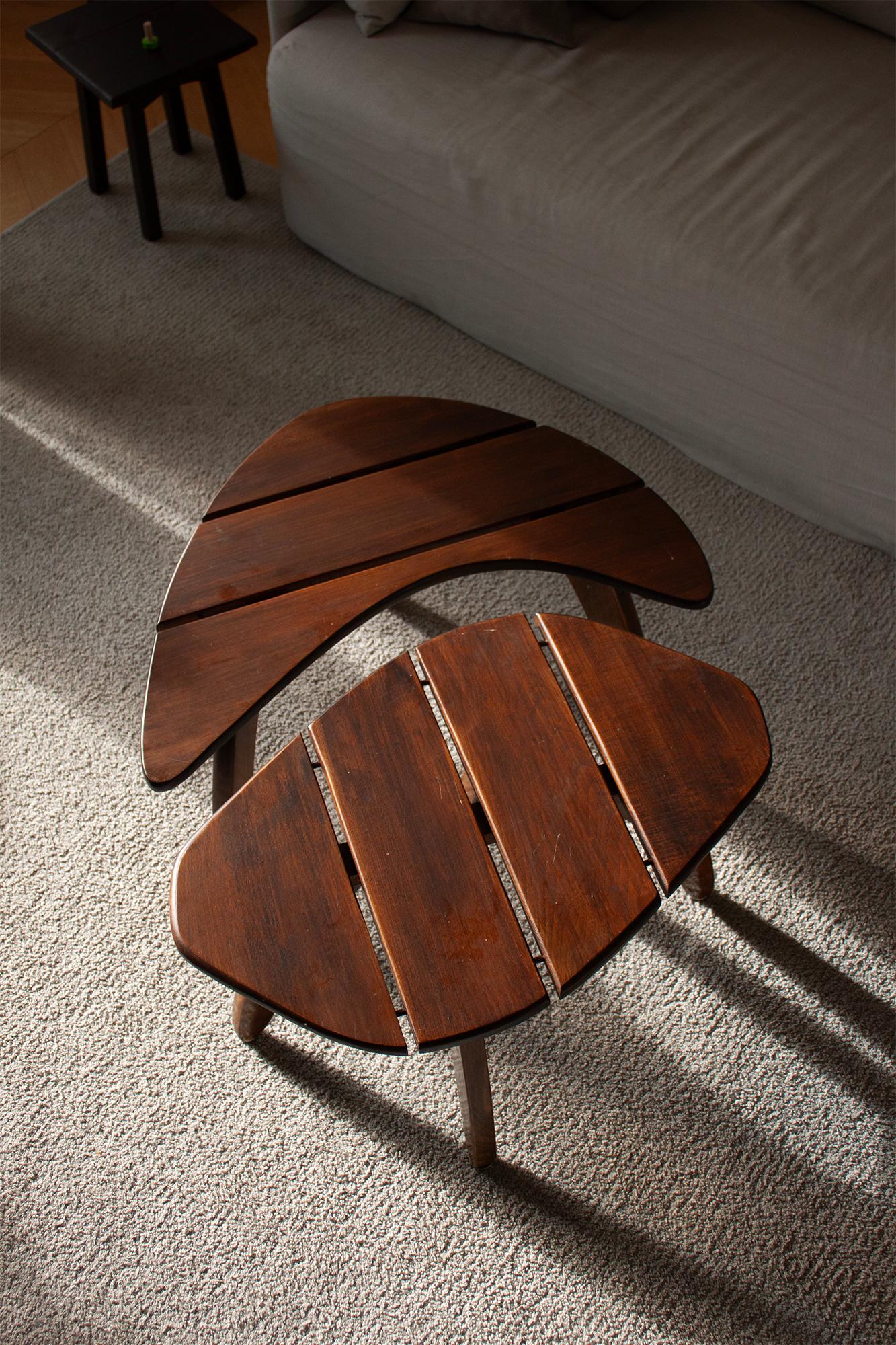 Mid-Century Modern midcentury modern 1960s french dark wood nesting table