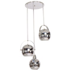 1960s Torino Modern Chrome Pendant by Lightolier Three Dangling Globes