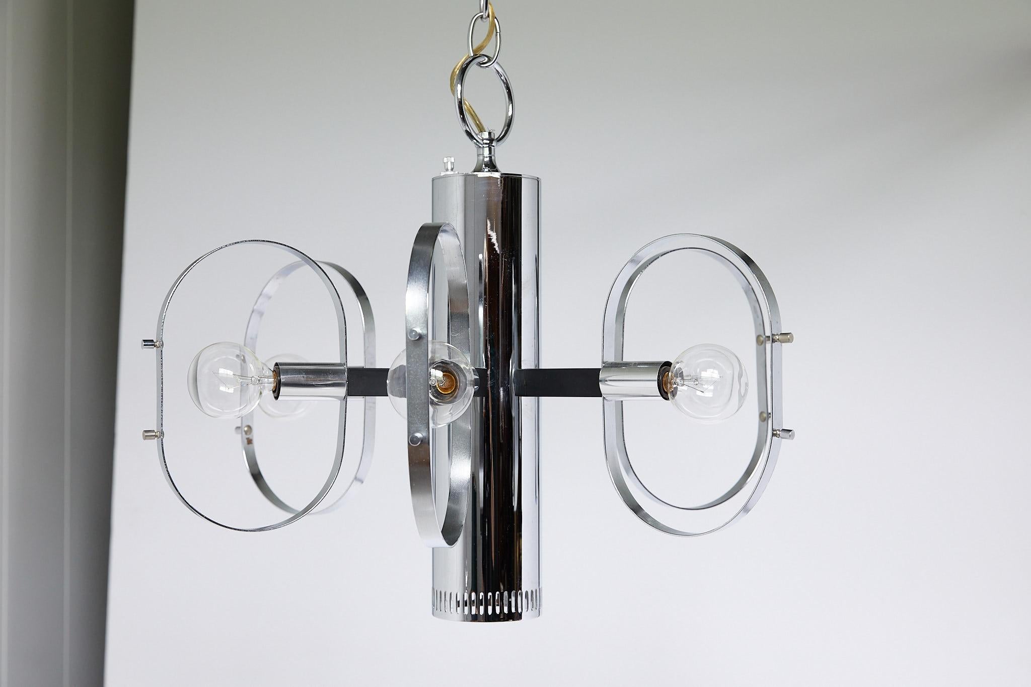 Mid-Century Modern 7-Light Chrome Fixture by Forecast Lighting For Sale 3