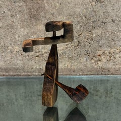 Mid-Century Modern Abstract Figure Carved Wood Table Sculpture