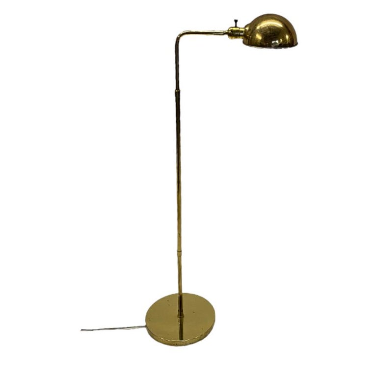 Midcentury Modern Adjustable Height Brass Floor Lamp with Pivoting