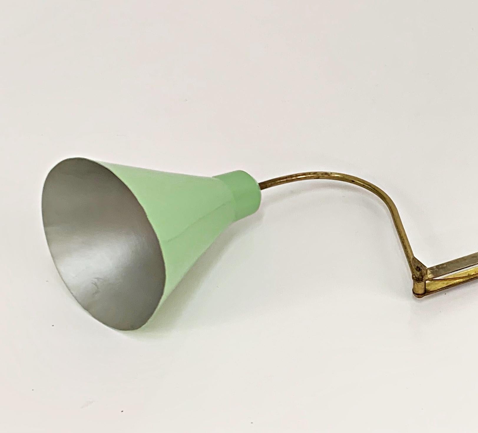 Mid-Century Modern Aluminium and Brass Scissor Extendable Sconce, Italy, 1950s 11