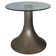 Petite table d'appoint en aluminium et verre The Moderns, Italie années 70