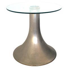 MidCentury Modern aluminium and glass small side Table, Italy 70s