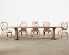 Midcentury Modern American Oak Farmhouse Trestle Dining Table