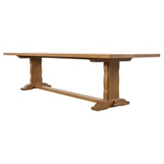 Midcentury Modern American Oak Farmhouse Trestle Dining Table