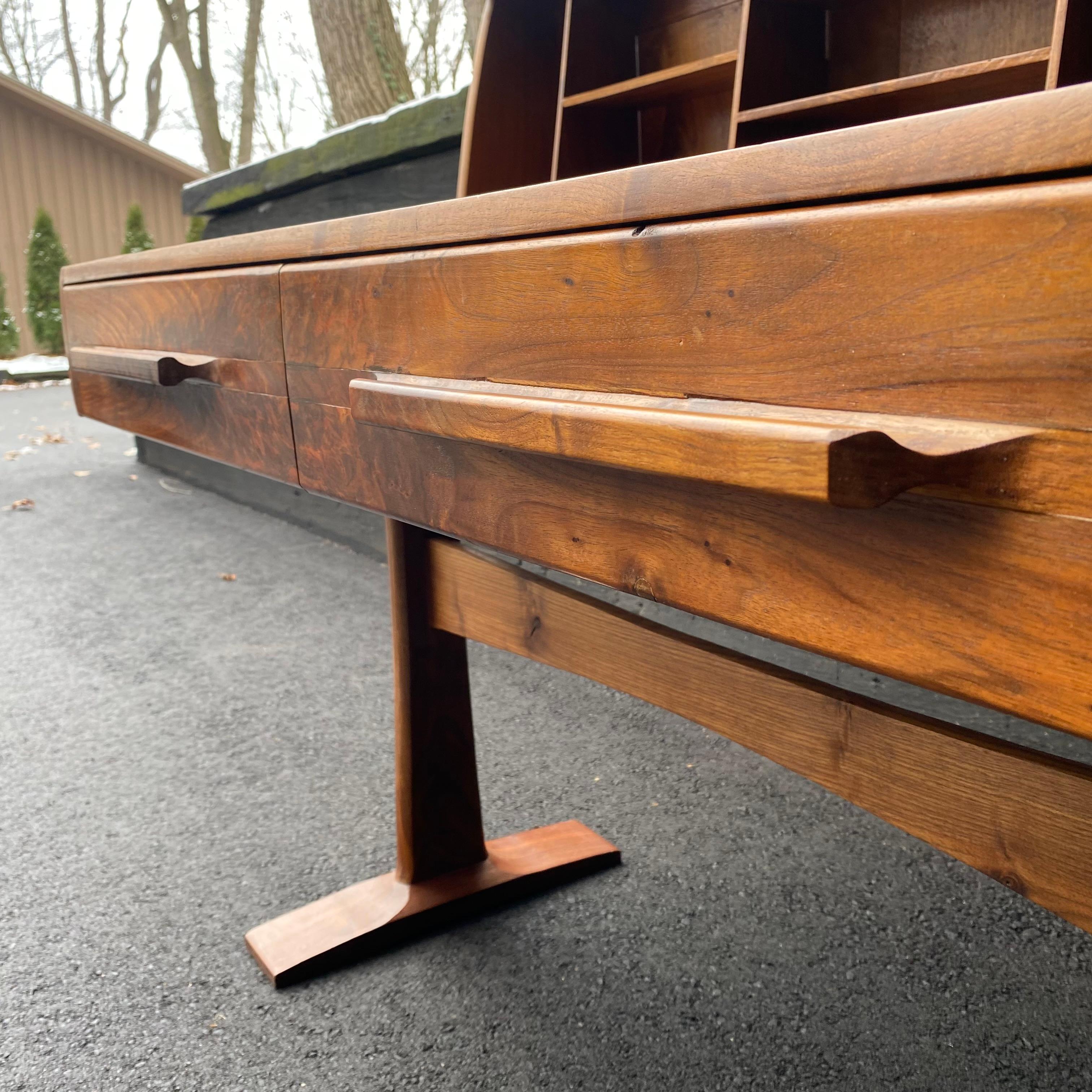 Mid-Century Modern American Studio Craft Sculpted Solid Walnut Office Desk 10