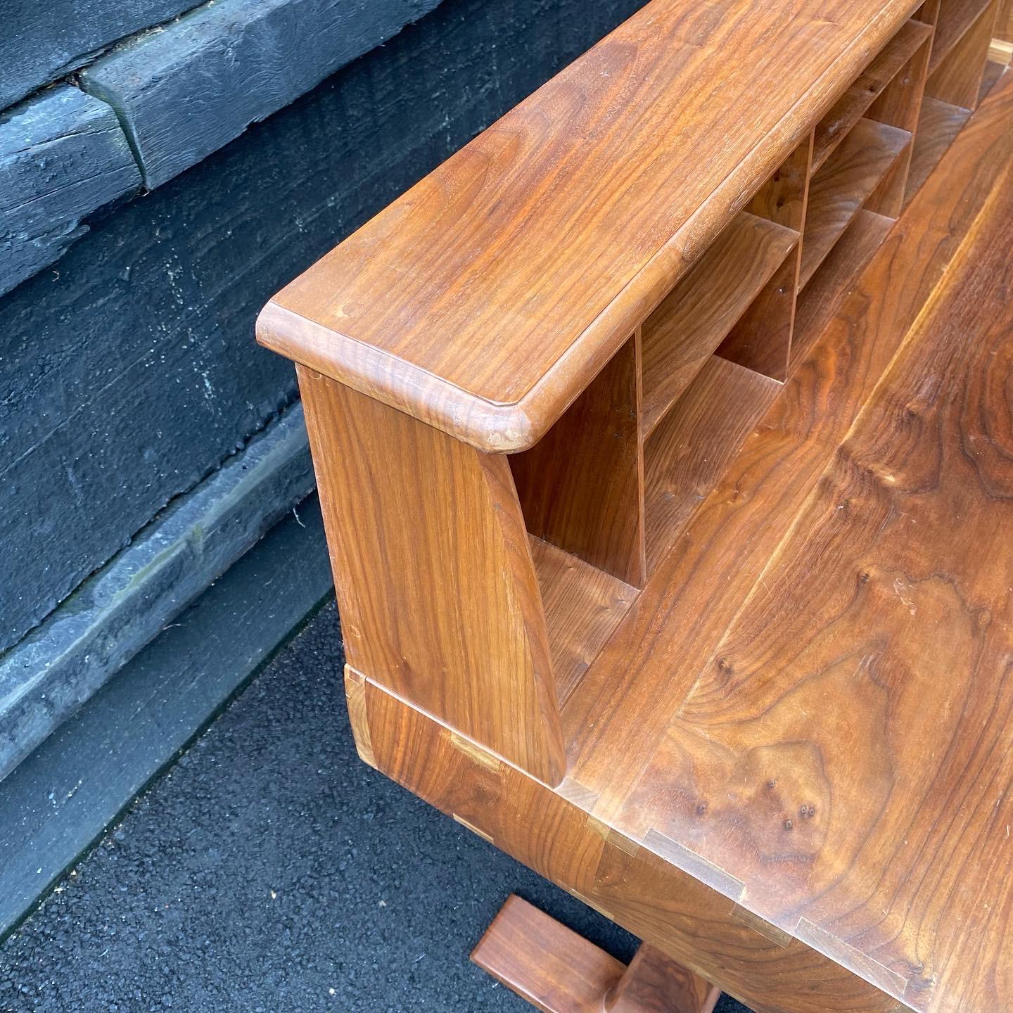 Mid-Century Modern American Studio Craft Sculpted Solid Walnut Office Desk 3