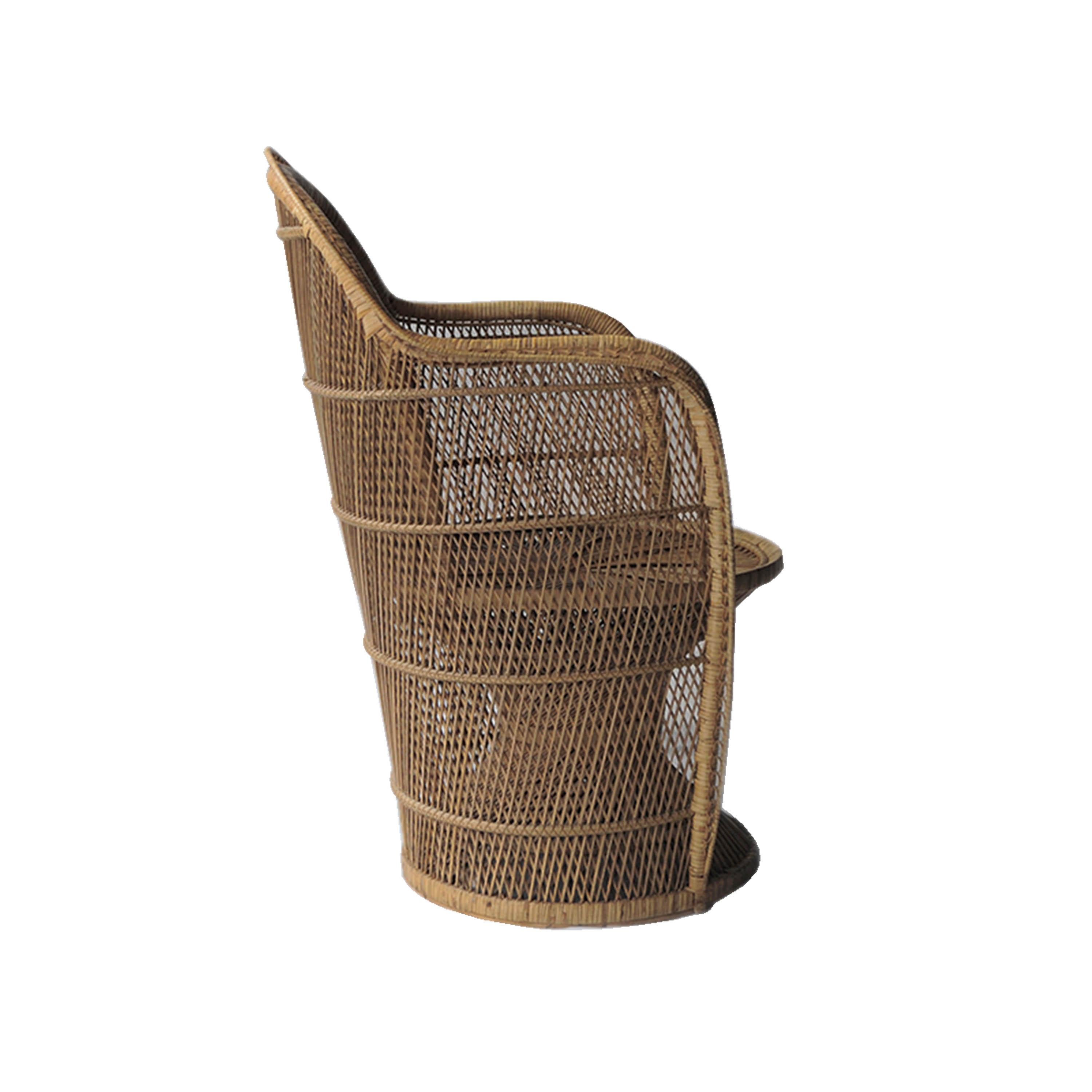Armchair French of natural wicker made by hand.
