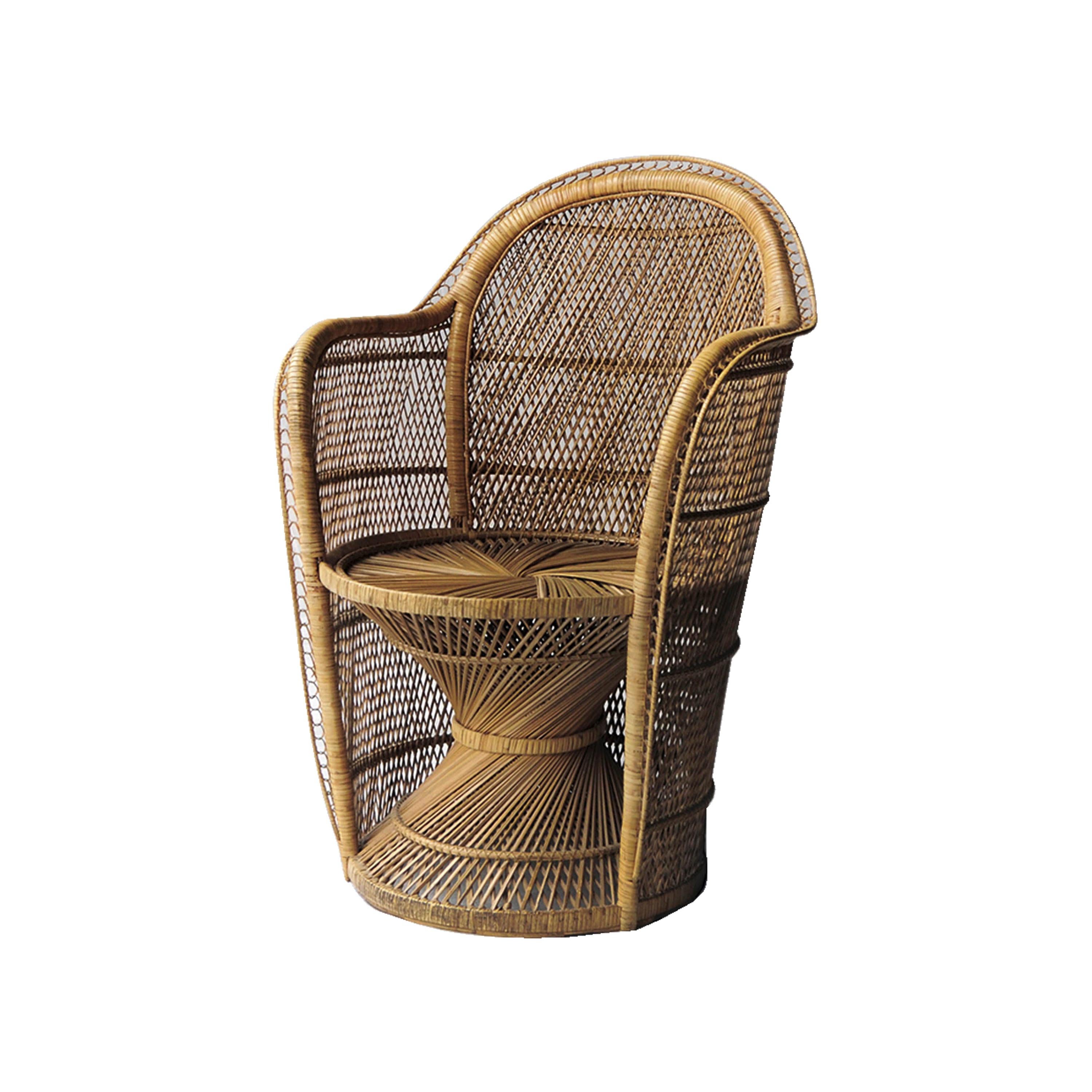 Mid-Century Modern Armchair French of Natural Wicker Fiber by Hand, 1970