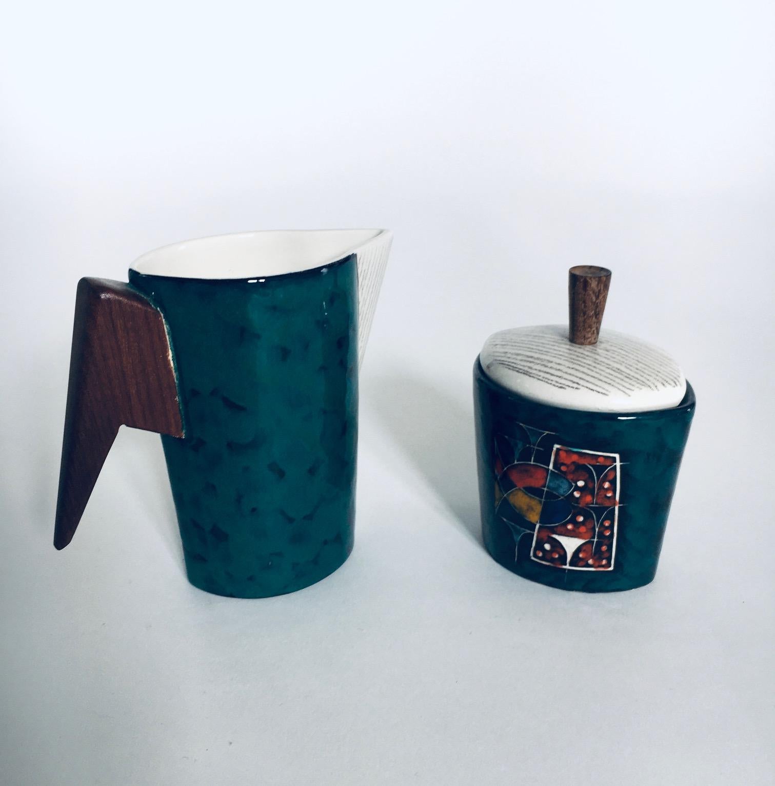 Midcentury Modern Art Ceramic Tea or Coffee Service Set by CEMAS, Italy 1950's For Sale 6