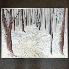 Mid-Century Modern Art Frank Mahnke 1976 in Winter Acrylic Coating